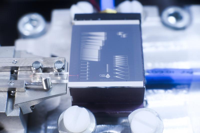Auf solch einem photonischen Chip sollen in Zukunft Lebensmittel auf ihre Inhaltsstoffe hin untersucht werden können. (Foto: LZH)
